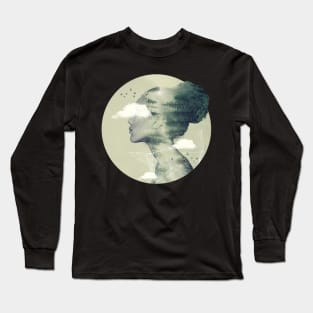 Landscape and Profile - double exposure Long Sleeve T-Shirt